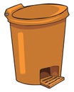 A plastic dustbin in orange colour, illustration, vector