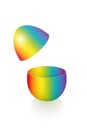 Plastic Egg Halves Base Raised Lid Rainbow Colored Jar
