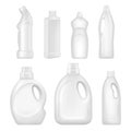 Plastic empty bottles. Sanitary containers with chemical liquids for cleaning services
