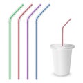Plastic fastfood cup for beverages with straw. Royalty Free Stock Photo