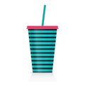 Plastic fastfood cup for beverages with straw