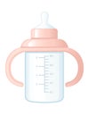 Plastic feeding baby bottle milk transparent bottle vector illustration isolated on white background