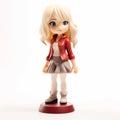 Anime Figurine: Blonde Schoolgirl With Shiny Eyes On Tray