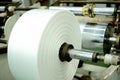 Plastic film is collected into rolls