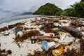 Plastic Floating Garbage on Beach in Raja Ampat Royalty Free Stock Photo