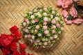 Plastic Flower decaration on handmade background Royalty Free Stock Photo