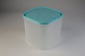 Plastic food box with colorful lid Royalty Free Stock Photo