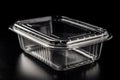 Ai Generative Plastic food container on a black background. Plastic container for food