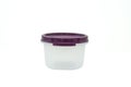 Plastic food cup with purple lid isolated Royalty Free Stock Photo