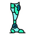 Plastic foot prosthesis icon color outline vector