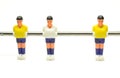 Plastic football player on metal pole used for table football