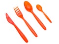 Plastic fork knife and spoons Royalty Free Stock Photo