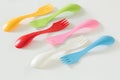 Plastic forks and spoons on White Background Royalty Free Stock Photo