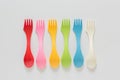 Plastic forks and spoons on White Background Royalty Free Stock Photo