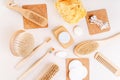 Plastic-free concept.Items for hygiene and face and body care made of eco-friendly materials.Personal care products made Royalty Free Stock Photo