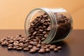 Plastic free pantry Coffee beans stored in reusable glass jar
