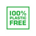 Plastic free 100 percent green title in rectangle shape. Vector illustration. Royalty Free Stock Photo