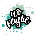 Plastic free product sign for labels, stickers no plastic lettering Royalty Free Stock Photo