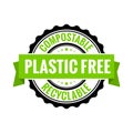 Plastic free sticker circle eco stamp icon. Zero bpa green plastic free badge label