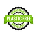 Plastic free sticker circle eco stamp icon. Zero bpa green plastic free badge label