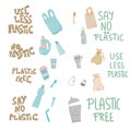 Plastic free vector concept with text and symbols. Royalty Free Stock Photo