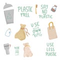 Plastic free vector concept with text and symbols. Royalty Free Stock Photo