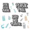 Plastic free vector concept with text and symbols Royalty Free Stock Photo