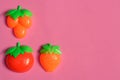 Plastic fruits and vegetables collection set isolated on pink background Royalty Free Stock Photo