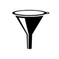 Plastic funnel vector silhouette icon. Black pictogram household plastic funne