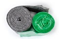 Plastic garbage bags in two rolls, top view close-up Royalty Free Stock Photo