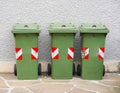 Separate green color waste bins .