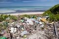 Plastic Garbage on Caribbean Beach Royalty Free Stock Photo