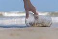 Plastic garbage dropped on the beach as poor environment and pollution