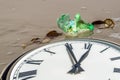 Plastic garbage Ocean clock symbolic Royalty Free Stock Photo