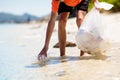 Plastic garbage. Sea pollution. Beach clean up Royalty Free Stock Photo