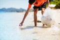 Plastic garbage. Sea pollution. Beach clean up Royalty Free Stock Photo