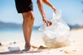 Plastic garbage. Sea pollution. Beach clean up Royalty Free Stock Photo