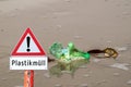 Plastic garbage sign in german