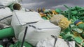 Oslo, Norway, 25.05.2020: plastic garbage, wooden waste at the sorting plant