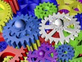 Plastic gears in various colors Royalty Free Stock Photo