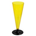 Plastic glass for champagne or wine. Disposable, yellow, transparent