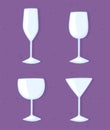 Plastic or glass cups bottles mockups, differents crystal cups icons