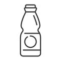 Plastic glass milk bottle line icon simple vector illustration. Container with label dairy product