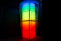 Plastic glass tube with led lamp color colorful lighting on state for show inside building