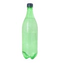 Plastic green bottle with still sparkling water isolated on white background. Bottle of pure drinking water isolated over white Royalty Free Stock Photo