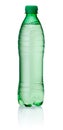 Plastic green bottle of water on white background