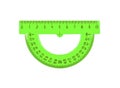 Plastic green ruler, protractor for measuring Royalty Free Stock Photo