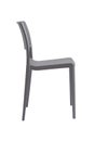 Plastic grey chair with a wicker back. Patio or cafe furniture.