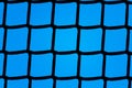 Plastic grid backlit against a blue background
