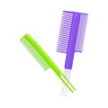 Plastic Hair Comb for Combing Long Hair Vector Illustration